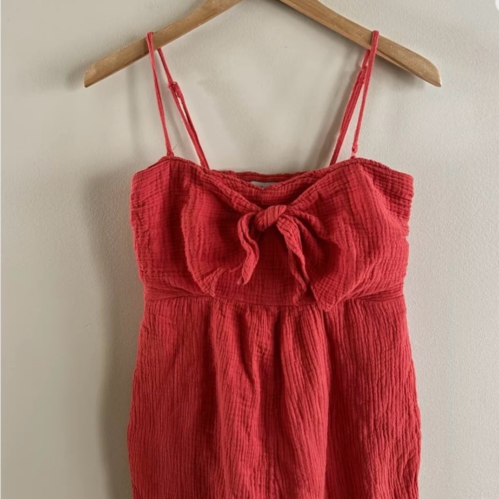 Anthropologie SATURDAY SUNDAY Isabel Tie-Front Orange Jumpsuit Sz Small